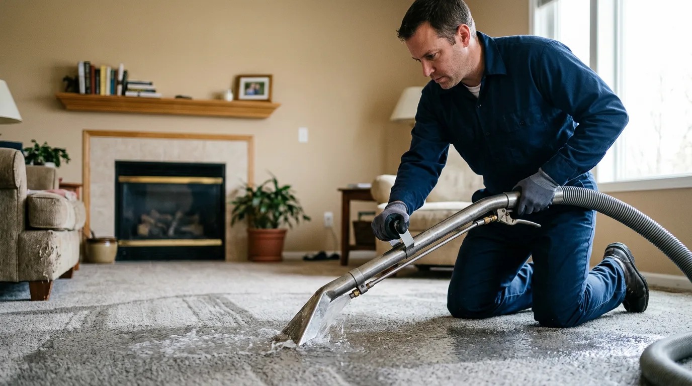 Water damage restoration technician working near Letart, WV
